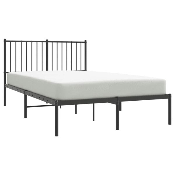 Berkfield Metal Bed Frame with Headboard Black 120x190 cm 4FT Small Double