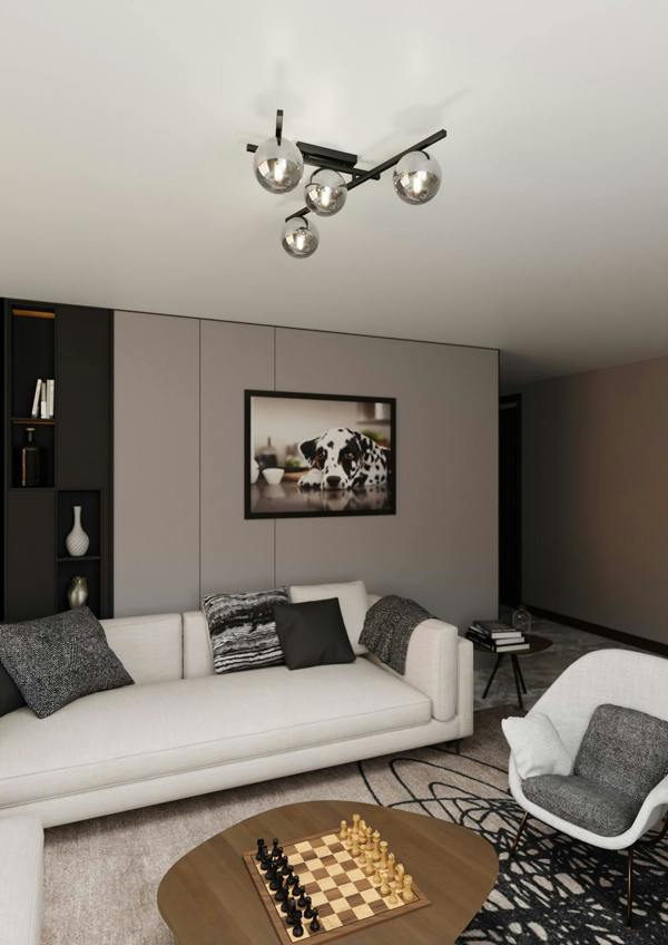 Emibig SMART Ceiling lamp  4 x E14 Black with Graphite Shade
