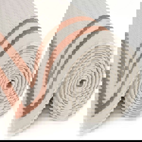 Bordered Living Room rug, terra-cream colours, stain-resistant and non-shedding