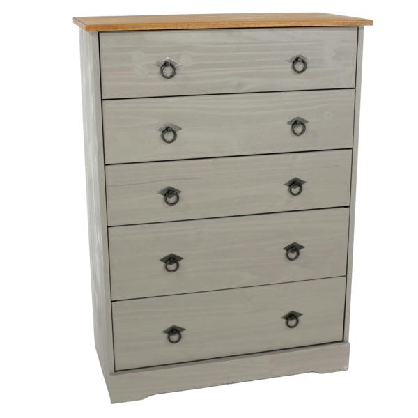 Core Products Corona Grey Modern 5-Drawer Chest of Drawers
