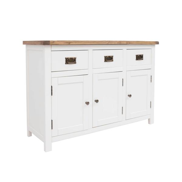 Cabinet Bits Lovere Off White 3 Drawer 3 Door Sideboard Brass Drop Handle
