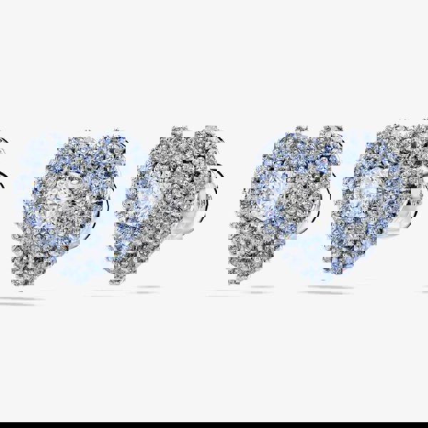 Swarovski Hyperbola Rhodium Plated Blue Heart Stud Earrings 5683576