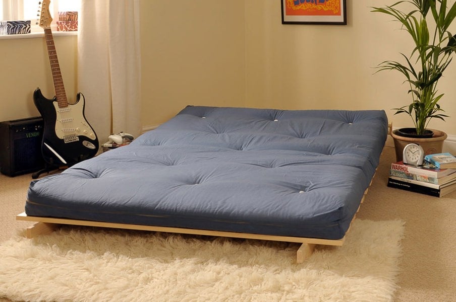Comfy Living Wooden Futon sofa bed frame with a Standard Mattress