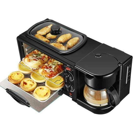 Havendro 3-In-1 Breakfast Machine, Portable Breakfast Maker with Non-Stick Griddle, Coffe