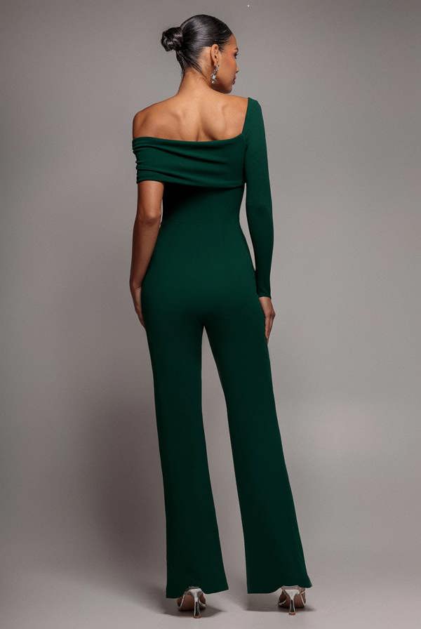 One Shoulder Scuba Jumpsuit - Emerald Green TR375