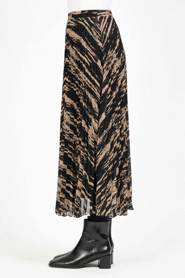 Mudflower Printed Pleated Midi Skirt
