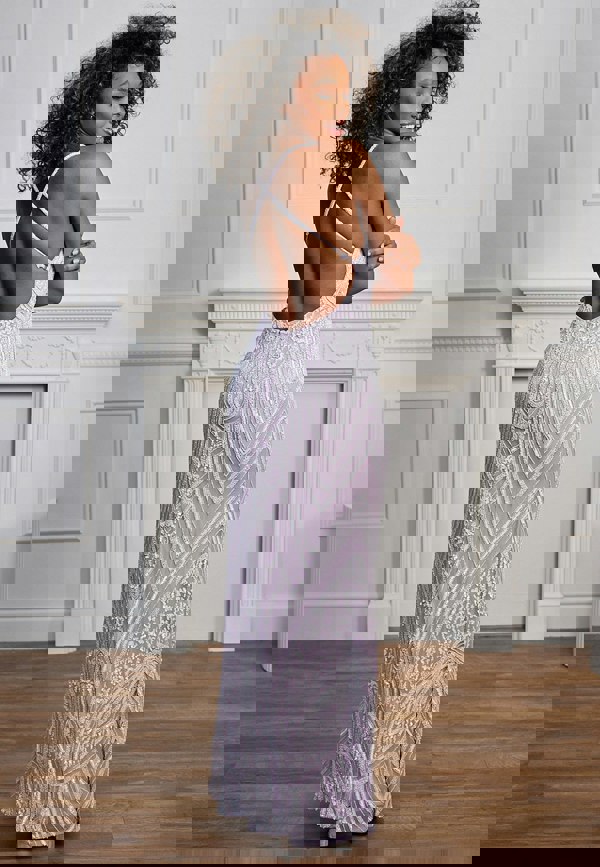 ANGELEYE White Sequin Embellished Cami Lilac Maxi Dress