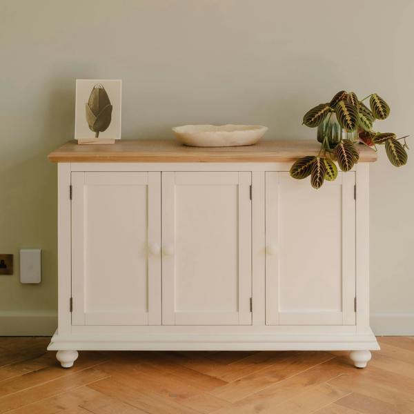 Shire Sideboard with Oak Top, 3 Doors Wooden Storage Cupboard