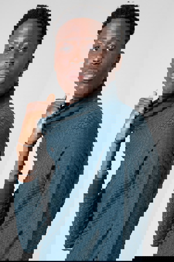 ENORSIA Textured Pattern High Neck Sweatshirt