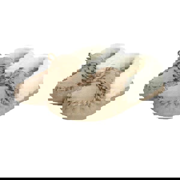 Eastern Counties Leather Womens Hard Sole Sheepskin Moccasins - Camel