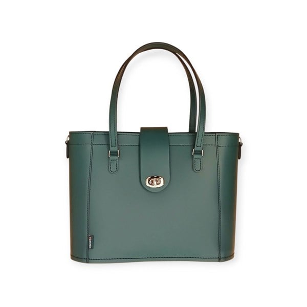 Zatchels Leather Mini Twist Lock Shopper Bag - Pine
