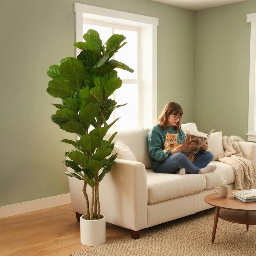 Wyld Haus Racori Artificial Fiddle Leaf Fig Style Tree With Full Canopy 180cm Green