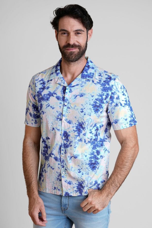 ENORSIA Revere Collar Short Sleeves Printed Shirt