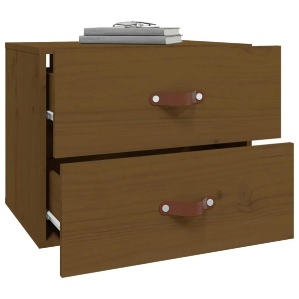 Berkfield Wall-mounted Bedside Cabinet Honey Brown 50x36x40 cm