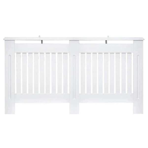 White slatted radiator cover cabinet with MDF frame and open grille front