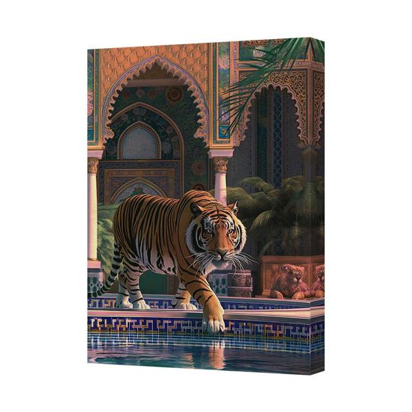 Benjamin Tate Design Tiger Striding Through Ornate Palace Canvas Wall Art