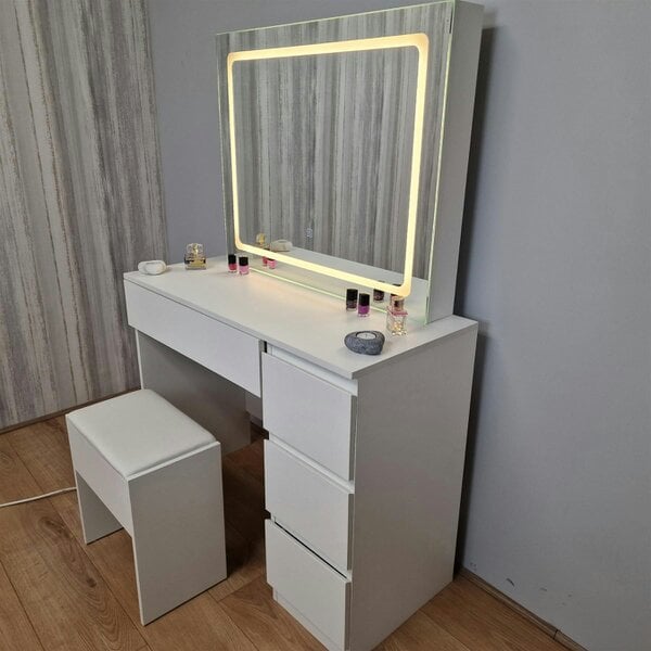 Kosy Koala Dressing Table with Mirror and Stool Makeup Vanity LED Mirror Lights Hollywood Table