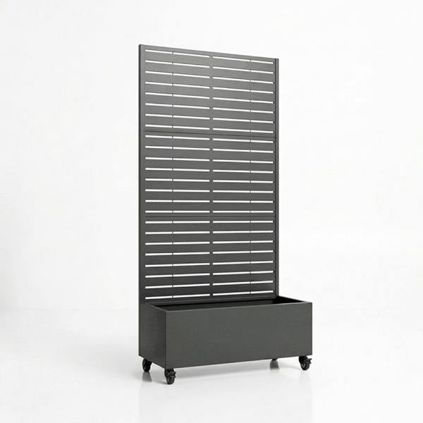 Nicoman Metal Indoor/Outdoor Privacy Screen with Plant Pot - Slats