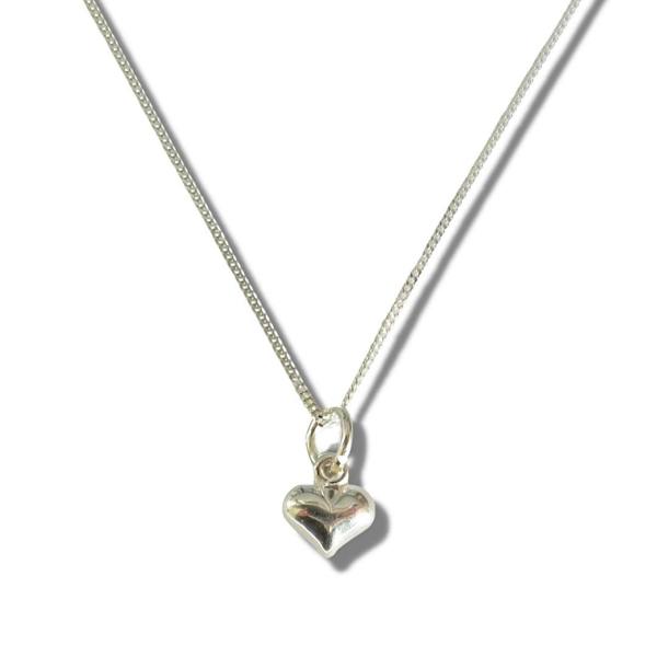Aye Do Gifts Girls Mini Puff Heart Silver Necklace