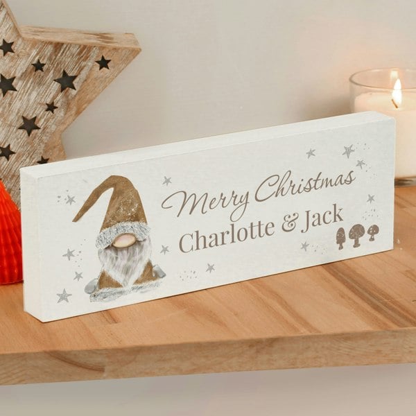 Personalised Memento Company Personalised Christmas Gonk Wooden Mantel Decoration