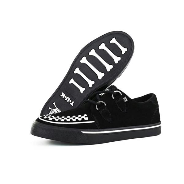 TUK Footwear TUK Pointed Creeper Sneaker Black White Suede Platform Shoes - A9182