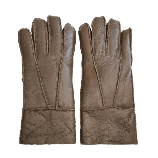 Unisex Napa Leather Wool Shearling Lined Gloves - Brown - Infinity Leather - 11