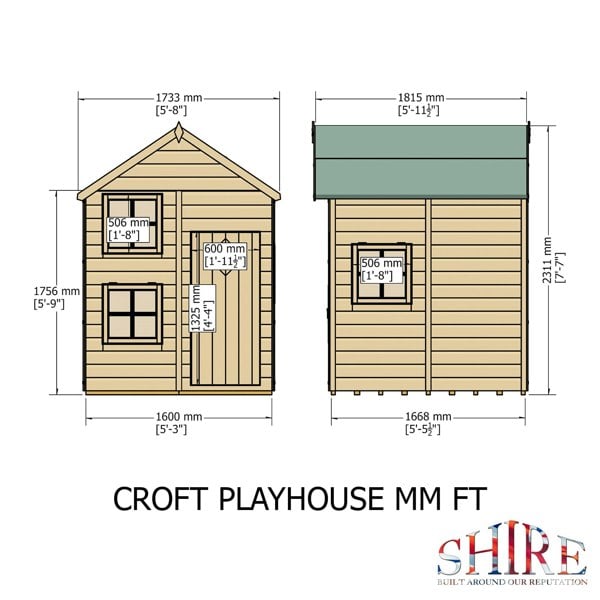 Shire Croft 5x5 Childrens Playhouse with 12mm Shiplap cladding - Best Shed