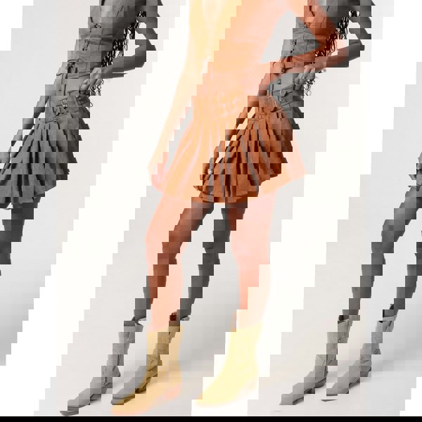 Pink Vanilla Suedette Pleated Mini Skirt