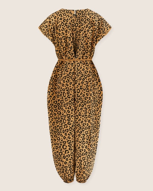 Rita Brown Animal Print Tie Waist Jumpsuit - image 5