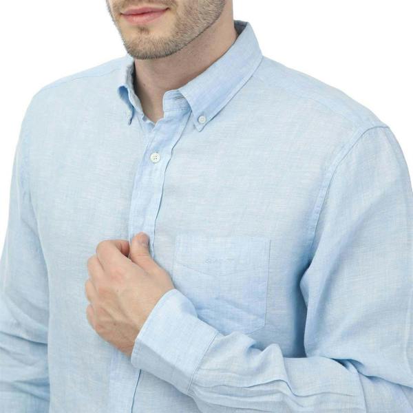 Gant Mens Linen Regular Shirt - Blue - 