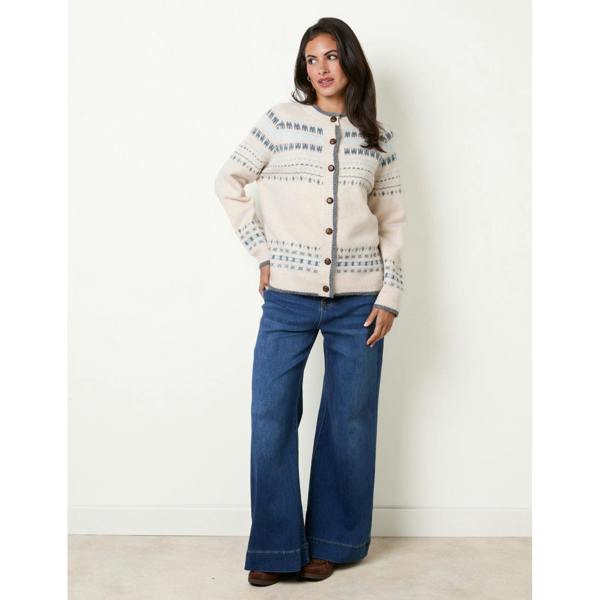 Blue Vanilla Classic Fair Isle-Inspired Cardigan