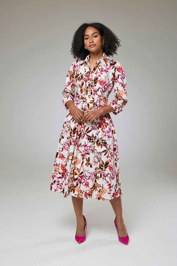 Isha's Timeless collection Blooming Pink Flora Sleeved Dress