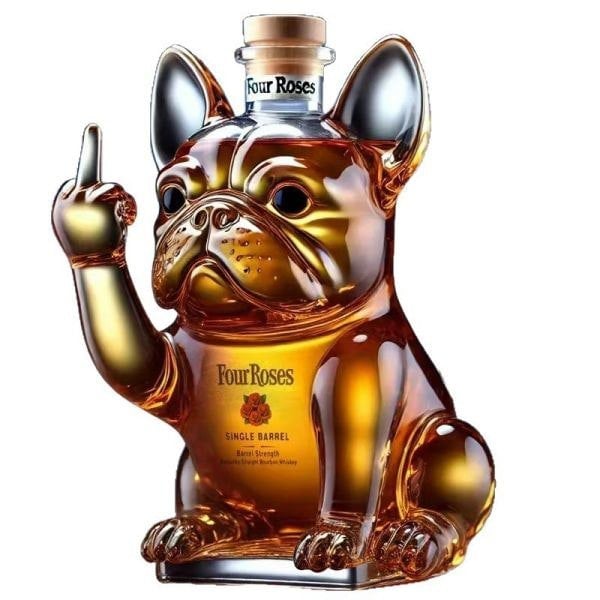 Leaper Creative Transparent Glass French Bulldog Whiskey Bottle