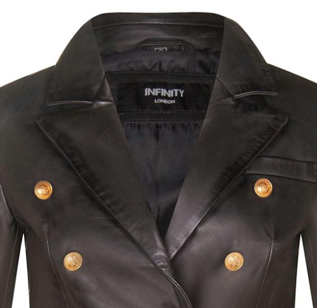 Womens Classic Leather Military Blazer Jacket-Newent - Upperclass Fashions 
