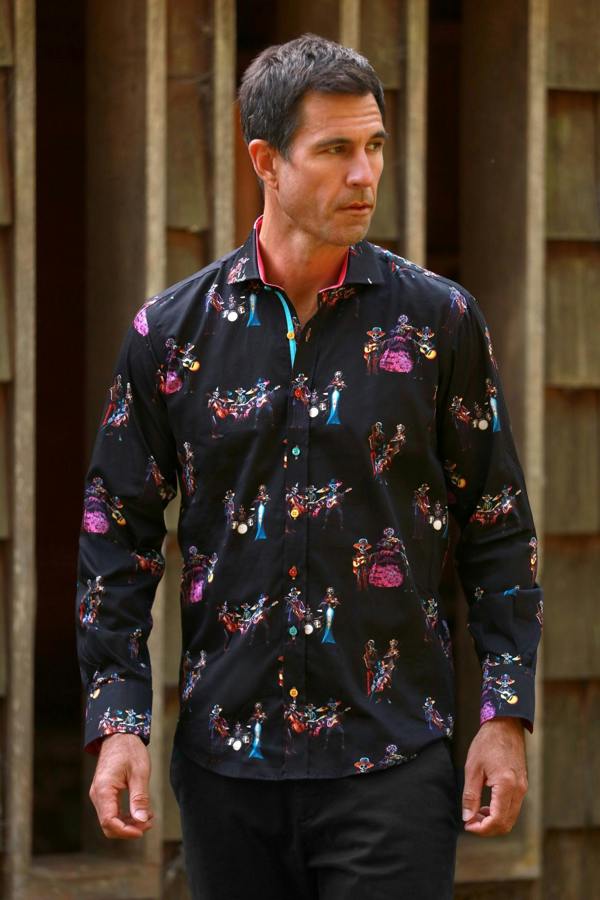 SUGAR SKULL BAND PRINT SHIRT - Premium Men's Patterned Shirt by Claudio Lugli | Bold Design, Tailored Fit, Best Printed Shirts