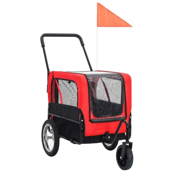 Berkfield 2-in-1 Pet Bike Trailer & Jogging Stroller Red and Black