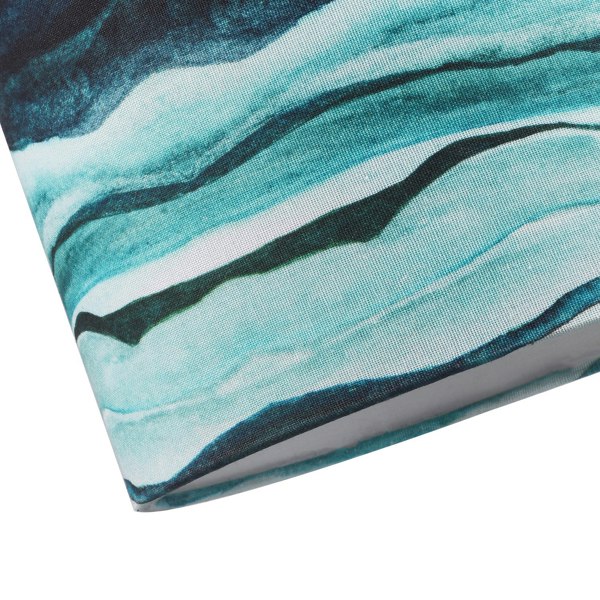 Sea Waves Drum Lamp Shade in Teal Duck Egg and Navy Blue - 25cm Linen Fabric Image 5