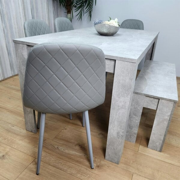 Kosy Koala Wooden Rectangle Dining Table Sets with Set of 4 Chairs, a Bench, Grey