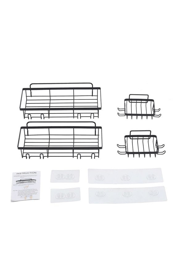 Living and Home 4Pcs No Drill Shower Caddy Set with Wall Stickers