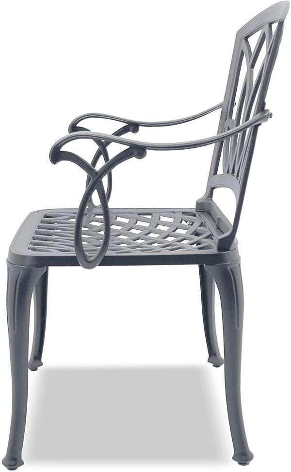 Centurion Supports POSITANO Luxurious Garden and Patio Table and 4 Large Chairs with Armrests Cast Aluminium Bistro Set - Grey