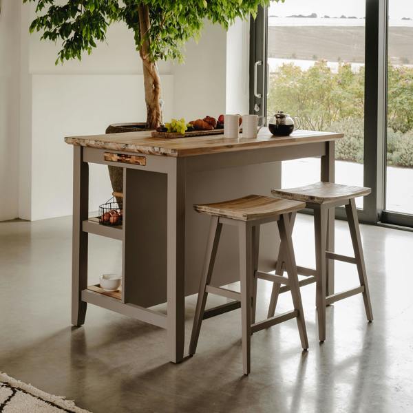 Statement Furniture Florence Breakfast Bar Kitchen Island with Shelves