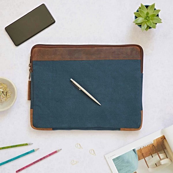 Paper High Leather And Canvas 17 inch Laptop Case