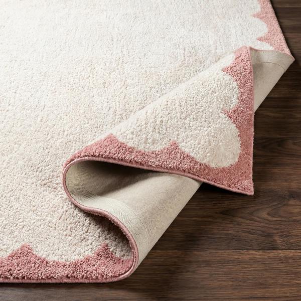 Livabliss Fossay Shag-Washable Ivory Pink Modern High Pile Rug
