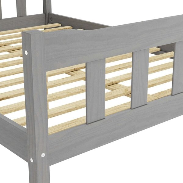Wyld Haus Tralee Grey Washed Wooden 4ft6 Double Bed with Panelled Headboard and Footboard