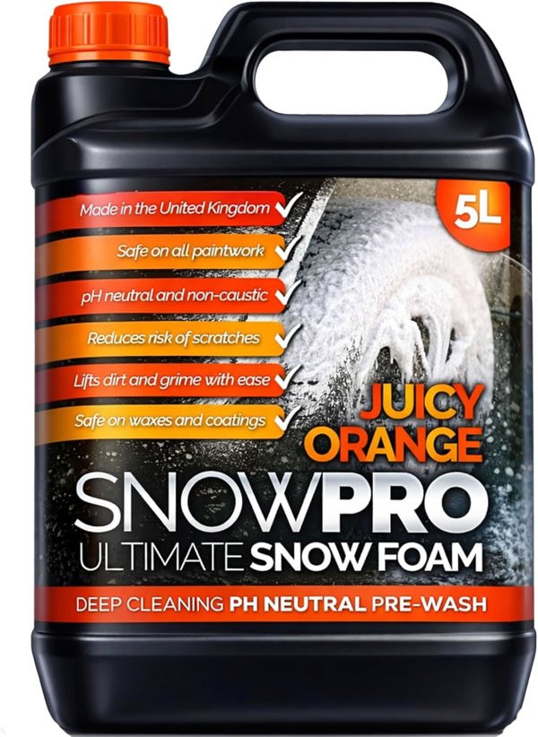 SnowPro Snow Foam Shampoo Car Wash Soap 5L pH Neutral Vehicle Cleaning Detailing Pre Wash Orange Fragrance