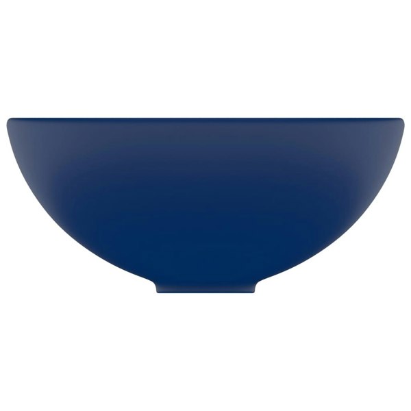 Berkfield Luxury Bathroom Basin Round Matt Dark Blue 32.5x14 cm Ceramic