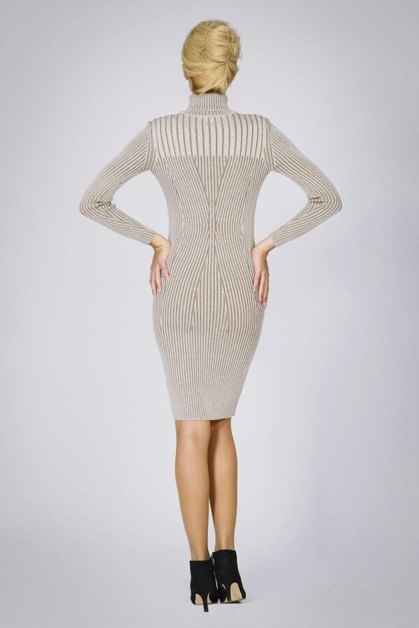 Cleo oatmeal two-tone ribbed knit dress