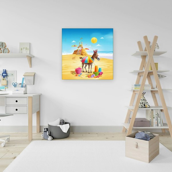 Warren Reed Donkey On A Beach Holiday Canvas