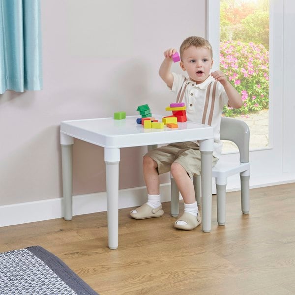 Liberty House Toys Kids Table and 1 Chair Set White & Grey