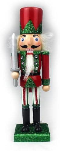 25cm Wooden Red and Green Nutcracker Soldiers Set of 4 Christmas Standing Decorations image 8
